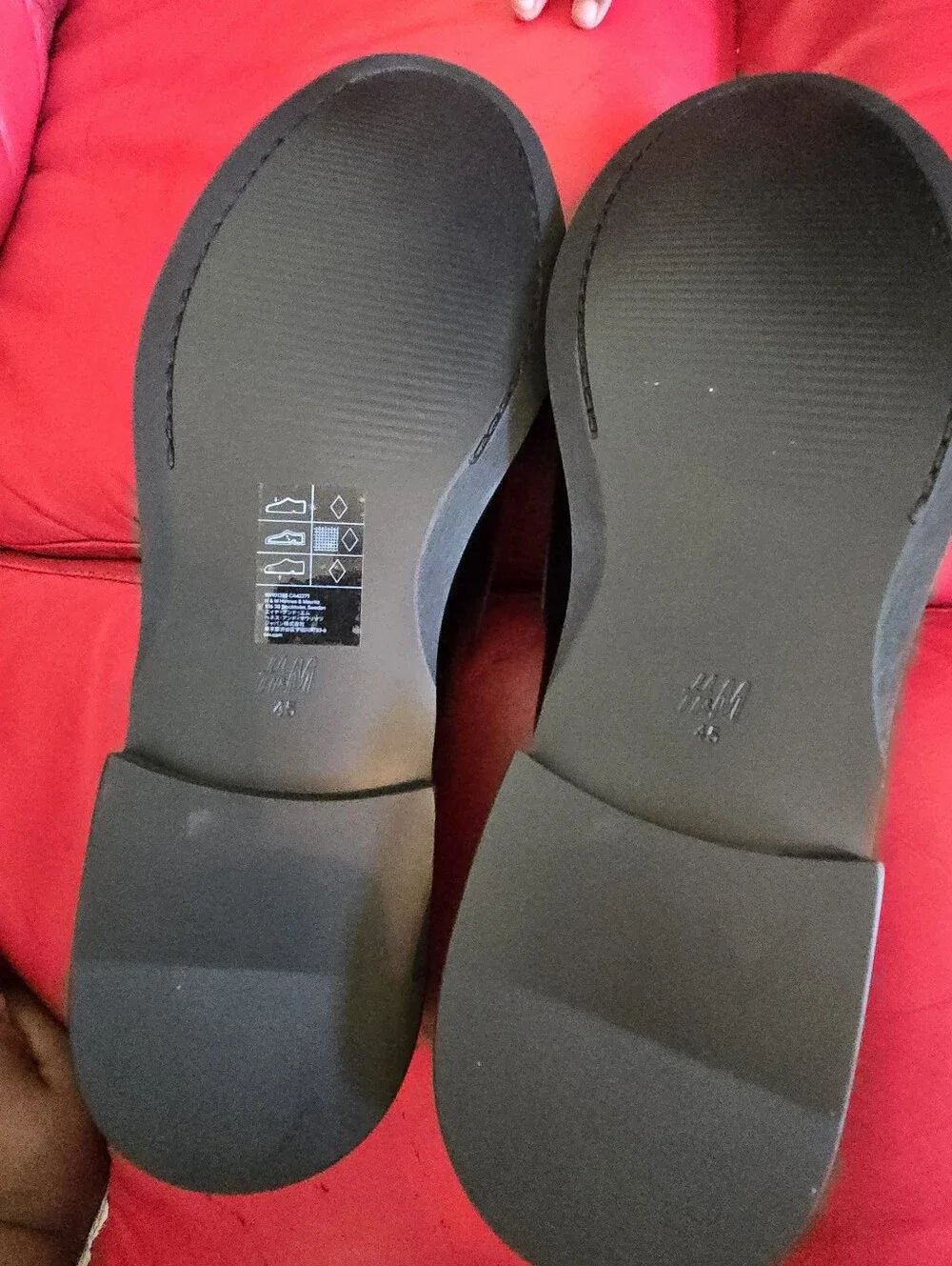 H&M Black Leather Loafers with Gold Hardware